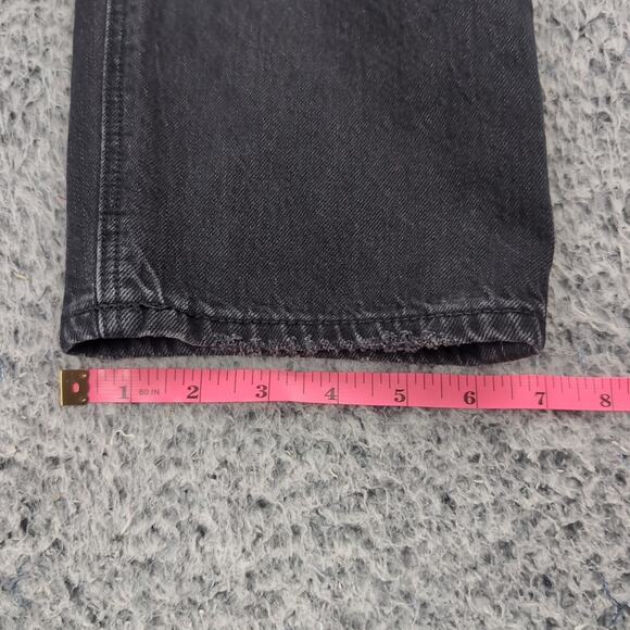 American Eagle Jeans Women 16 Black Mom Jean High Rise Distressed Stretch Denim - Picture 8 of 9